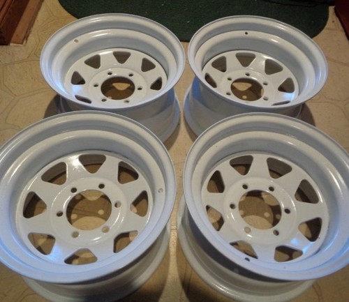 15x8 white steel wheels - white, 6